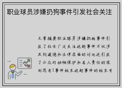 职业球员涉嫌扔狗事件引发社会关注